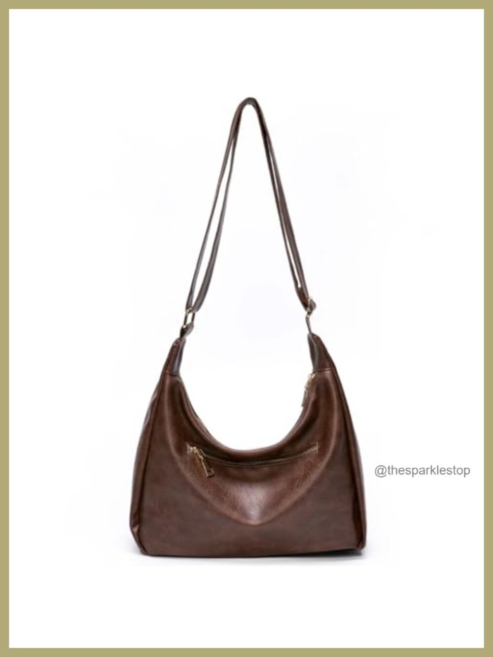 Women's Soft Vegan Leather Slouchy Hobo Shoulder Bag with Adjustable Strap